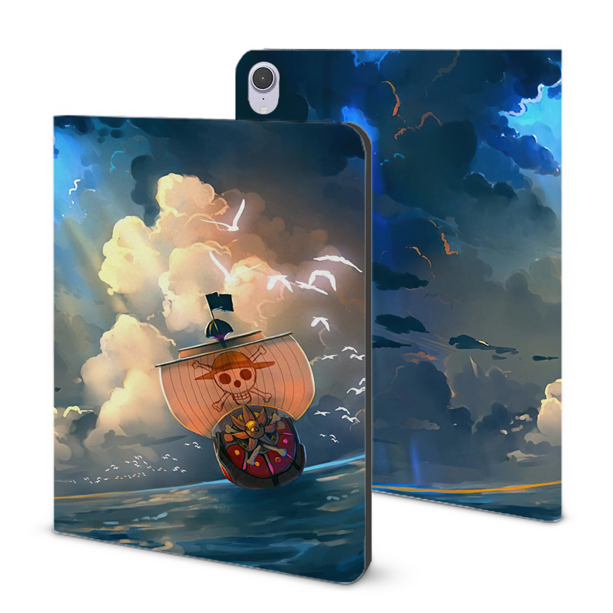 ワンピース ONE PIECE IPad ケース ブック型 PUレザー TPU 耐衝撃 軽量 薄型 ペン収納なし 全面保護 IPad 各モデル対応